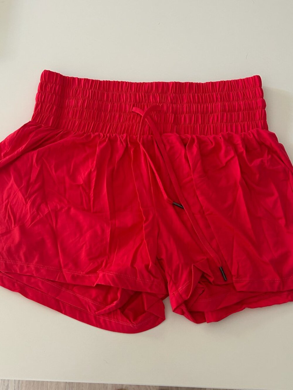 Women's Red Flowy, High Waist Athletic Shorts with Pocket NWOT